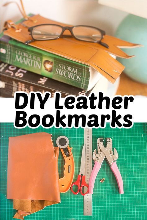 Leather Bookmark Diy, Leather Bookmarks Handmade, Leather Bookmarks, Bookmark Diy, Gifts For Dads, Style Hacks, Leather Bookmark, Leather Scraps, Leather Artisan