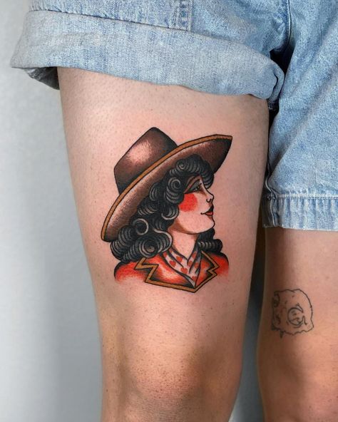 Fernando Mardo on Instagram: “A Cowgirl for June.” Cowgirl Tattoos Traditional, Traditional Cowgirl Tattoo, Cowgirl Tattoo, Traditional Tattoo Stencils, Sticker Sleeve, Cowgirl Tattoos, Flash Ideas, Traditional Tattoo Sleeve, Flash Sheet