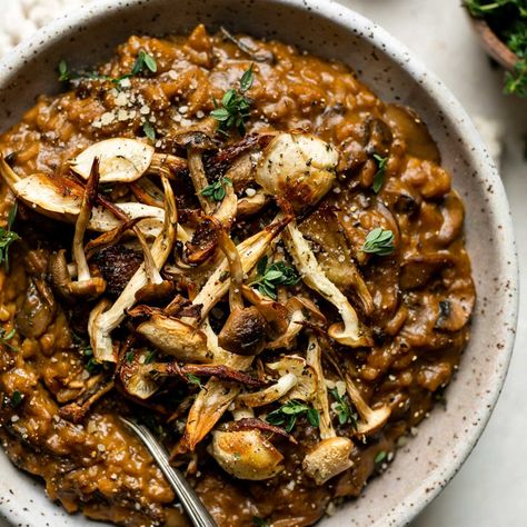 Creamy-Porcini-Mushroom-Risotto-Vegetarian-easily-Vegan Porcini Mushroom Recipes, Risotto Vegetarian, Southwest Pasta Salad, Vegan Mushroom Risotto, Porcini Mushroom, Mushroom Risotto Recipes, Dried Porcini Mushrooms, Veggie Burrito, Risotto Recipe