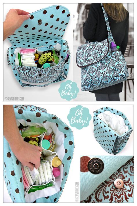 Diaper Bag Pattern Free, Diaper Bag Sewing Pattern, Diy Diaper Bag, Bag Pattern Free, Nappy Bag, Baby Diaper Bags, Bag Patterns To Sew, Bags Tutorial, Sewing Gifts