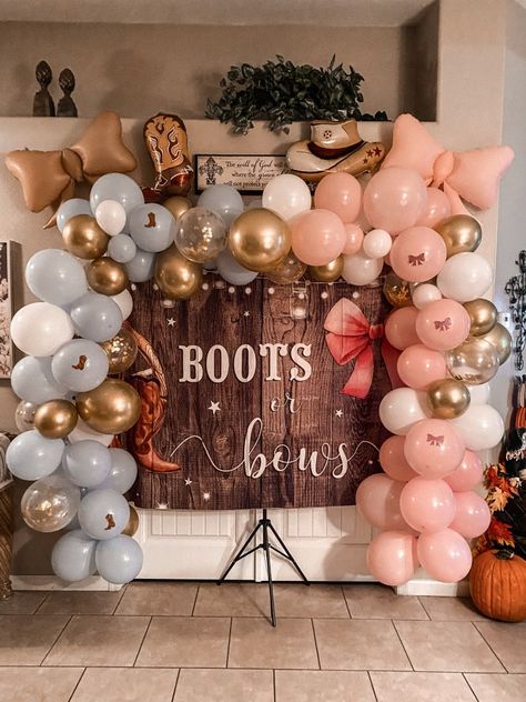 Boots Or Bows Balloon Arch, Photo Balloons, Will And Grace, Balloon Backdrop, Balloon Arch, Balloons, Baby Shower, Shower