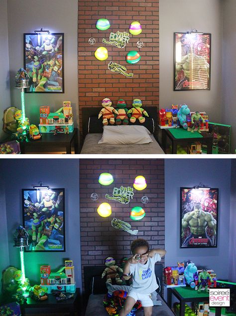 | Project Home Redecorate: Ninja Turtles Bedroom Ideas | http://soiree-eventdesign.com Ninja Turtle Bedroom Ideas, Ninja Turtle Room Ideas, Ninja Turtles Bedroom Ideas, Ninja Turtle Bedroom Ideas Boy Rooms, Ninja Turtle Room Ideas Bedrooms, Tmnt Room Ideas, Ninja Turtles Bedroom, Tmnt Bedroom Ideas, Ninja Turtle Room Decor