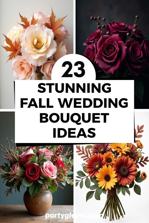 Ready to decorate your special day with the beauty of fall? Explore these 23 stunning fall wedding bouquet ideas that perfectly encapsulate the essence of autumn. From muted pastel bouquets adorned with rich fall accents to moody dark floral arrangements that command attention, we've compiled the best inspiration to make your wedding unforgettable. Whether you prefer a rustic woodland-themed bouquet or a striking asymmetrical design, these selections cover every taste. Get ready to say 'I do' with flowers that reflect the vibrant colors of the season! Dalia Bouquet, Dark Floral Arrangements, Wedding Bouquets Ideas, Bouquets Ideas, Fall Wedding Bouquet, Wedding Bouquet Ideas, Rustic Arrangements, Round Bouquet, Pastel Bouquet