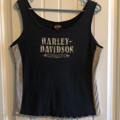 Vintage Harley Davidson Tank Top Y2k Things, Tan Tank Top, Harley Davidson Tank Tops, Harley Davidson Black, Fresh Meat, Aesthetic Shirts, Harley Davidson Shirt, Black Tank Top, Vintage Harley Davidson