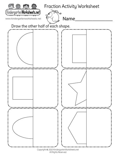 Draw the Other Half of Shapes Worksheet - Free Printable, Digital, & PDF Kindergarten Easter Worksheets, Kindergarten Language Worksheets, Spelling Worksheets Kindergarten, Thanksgiving Worksheets Kindergarten, Draw The Other Half, Halloween Worksheets Kindergarten, Half Drawing, Kindergarten Shapes, Fraction Worksheet