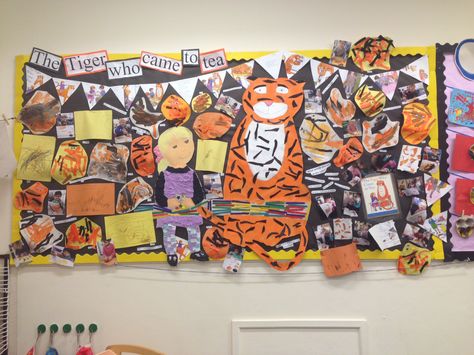 Tiger who came to tea, nursery, display board Eyfs Displays, World Book Day Activities, Tiger Tea, Tiger Who Came To Tea, Tea Board, School Planning, Preschool Room, Classroom Boards, Tea Display