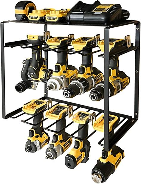 Power Tool Organizer, Heavy Duty Tool Shelf with 8 Drill Slots, Drill Holder Wall Mount, Utility Storage Rack for Cordless Drill, Tool Storage for Garage Organization, Gift for Father Cleat Wall, Tool Shelf, Mesh Shelf, Wall Mount Storage, Power Tool Organizer, Drill Holder, Garage Tool Organization, Garage Organize, Display Area