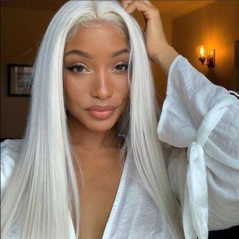 "💫 24\" WHITE BLONDE LONG STRAIGHT DAILY WEAR LACE FRONT WIG💫 *NEW* 🆕 ARRIVES NEW ✖️Straight texture ✖️White Blonde Color ✖️ human Synthetic blend lace front wig ✖️150% density Middle part ✖️You can cut , curl , and style this wig ✖️heat resistant on low ✖️22.5 in circumference ✖️Hand tied ✖️ You could cut the front lace to blend as your own hairline Great for hair replacement Protective styles Hair loss Costume or cosplay wear All occasion lace front wig" White Wig, White Blonde Hair, Platinum Hair, White Blonde, Human Virgin Hair, Straight Lace Front Wigs, Platinum Blonde Hair, Hair Replacement, Baddie Hairstyles