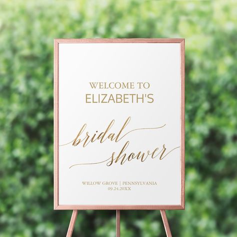 Bridal Shower Simple, Calligraphy Welcome, Whimsical Typography, Wedding Shower Decorations, Gold Calligraphy, Fall Bridal Shower, Bridal Shower Welcome Sign, Welcome Poster, Bridal Shower Signs