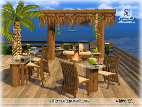 The Sims Resource - Tropics bar Tropic Bar, Beachy Furniture, Column Decor, Sims 4 Controls, Tropical Furniture, Sims 4 Cc Furniture, Fence Decor, Sims 4 Build, Sims Community