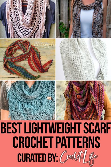 Lightweight Crochet Scarf, Crochet Infinity Scarf Free Pattern, Scarf Crochet Patterns, Shawl Scarf Pattern, Crochet Lace Scarf Pattern, Infinity Scarf Pattern, Chevron Stitch, Crochet Infinity Scarf, Pretty Scarves