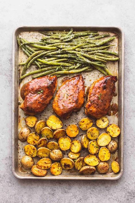 Sheet Pan Chicken, Potatoes and Green Beans - Creme De La Crumb Chicken Potatoes And Green Beans, Chicken Green Beans Potatoes, Pan Green Beans, Oven Green Beans, Chicken With Green Beans, Pan Chicken Breast, Beans And Potatoes, Potatoes And Green Beans, Chicken Green Beans