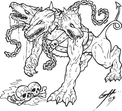 cerberus coloring page - Ecosia Cerberus Coloring Page, Cerberus Drawing Sketch, Zeus Drawings, Sauce Logo Design, Hot Sauce Logo, Hellhound Tattoo, Logo Design G, Cerberus Tattoo, Cerberus Art