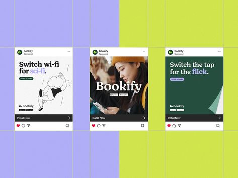 Bookify: Branding and Launch Campaign by Sofi Nardone on Dribbble Instagram Campaign Design, Social Media Launch Campaign, Brand Launch Instagram Post, Book Launch Social Media Posts, Website Launch Announcement Posts Design, Book Launch Flyer, Instagram Campaigns, Launch Campaign, Contents Design