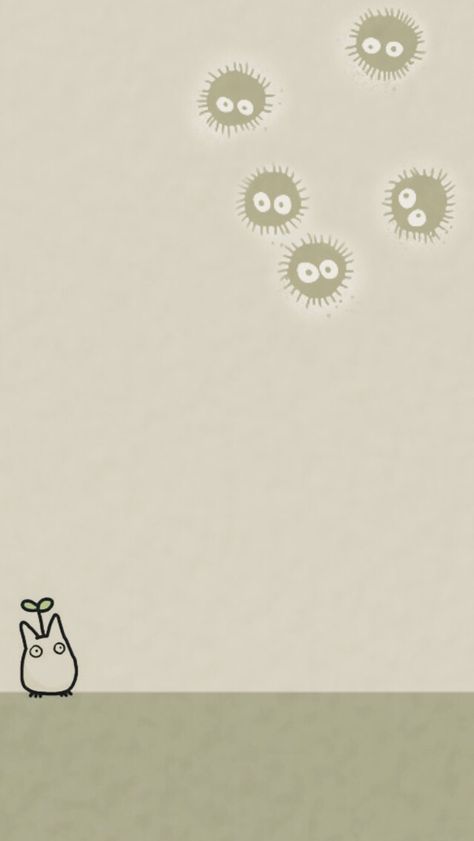 Totoro Wallpaper Homescreen, Studio Ghibli Homescreen Wallpaper, Beige Totoro Wallpaper, Ghibli Homescreen Wallpaper, Green Totoro Wallpaper, Totoro Phone Theme, Studio Ghibli Home Screen, Green Homescreen Wallpaper, Beige And Green Wallpaper