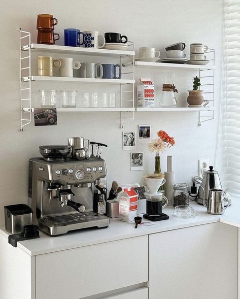 House Utensils, Coffee Corner Kitchen, Serving Ideas, Coffee Stations, Home Coffee Stations, Coffee Nook, Home Coffee Bar, Coffee Bar Home, Break Time