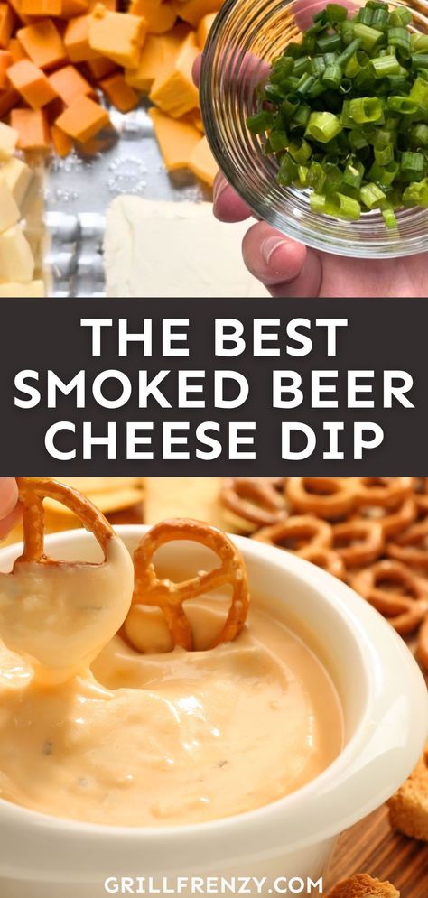 This smoked beer cheese is one of my favorite appetizers to make on my Traeger. It goes perfect as a dip with a soft pretzel or even as a topping on hot dogs. It's also super simple to make. Here's how to make the best beer cheese dip! | smoked beer cheese dip recipe | beer cheese dip on smoker | smoked sausage beer cheese dip | smoked beer cheese dip for pretzels | smoked beer cheese dip | best beer cheese dip for pretzels | beer cheese dip smoker recipe Smoker Beer Cheese Dip, Traeger Dip Recipes, Smoked Beer Cheese Dip, Smoked Dip Recipe, Dip On Smoker, Smoked Beer Cheese, Beer Cheese Dip For Pretzels, Smoked Cheese Dip, Cheese Dip For Pretzels