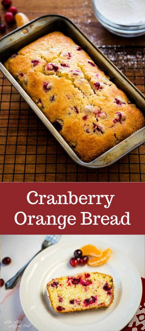 Use sweet oranges and tart cranberries for a bit of freshness in this moist and delicious Cranberry Orange Bread topped with a zesty orange glaze. This easy quick bread recipe is fantastic for breakfast or brunch, or even served as a coffee break snack. Enjoy this quick bread any time of year by using either fresh, frozen, or dried cranberries. Coffee Break Snacks, Cranberry Bread Recipes, Quick Bread Recipes Easy, Orange Bread, Cranberry Orange Bread, Cranberry Recipes, Cranberry Orange, Quick Bread Recipes, Bread Recipes Sweet