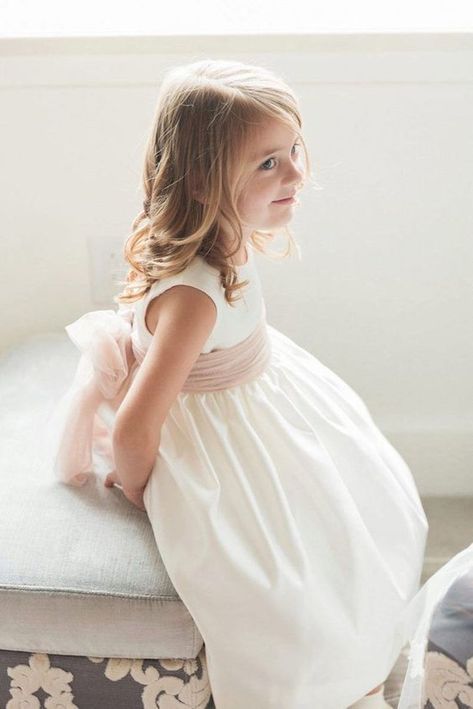 Flower Girl Dress White, Girl Dress White, Blush Pink Bridesmaids, Blush Pink Bridesmaid Dresses, Flower Girls Dress, Satin Flower Girl Dress, Pink Bridesmaid Dress, White Flower Girl Dresses, Frocks For Girls