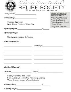 Relief Society Conducting Sheet Free 2023, Relief Society Conducting Sheet, Relief Society Lessons, Lds Relief Society, Opening Prayer, Relief Society Activities, Lds Young Women, Meeting Agenda, Teacher Lessons