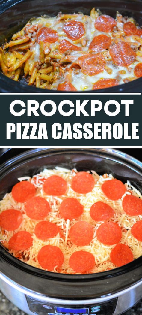 Crockpot pizza  casserole is an easy slow cooker recipe that is loaded with your favorite  pizza flavors. Incredibly easy to make, this crockpot pizza is sure to be a family favorite. Slow Cooker Pizza Pasta, Pizza Casserole Crockpot, Slow Cooker Pizza Casserole, Crockpot Pizza Casserole, Pasta Pepperoni, Slow Cooker Pizza, Crockpot Pizza, Casserole Crockpot, Vegetarian Crockpot Recipes