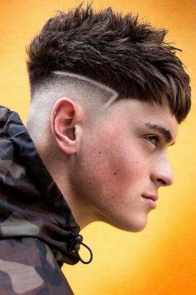 26 Creative Haircut Designs for a Unique Look 6 Mens Haircut Designs, Haircut Lines, Skin Fade Pompadour, Hair Designs For Boys, Skin Fade Hairstyle, V Shaped Haircut, Haircut Designs For Men, Hair Designs For Men, Creative Haircuts