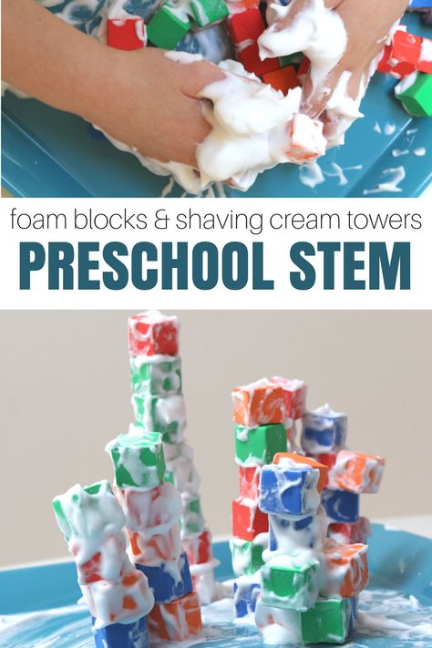 Building Preschool, Stem Activities Preschool, Preschool Stem, Preschool Science Activities, Summer Preschool, Stem Activity, Learning Tips, Foam Blocks, Stem Projects