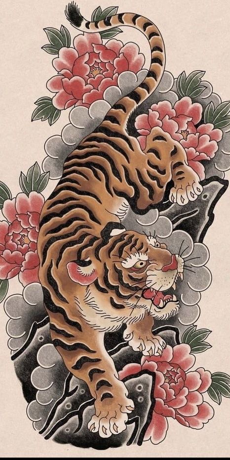 Japanese Tattoos Tiger, Japanese Tiger Tattoo Sleeve, Neo Japanese Tattoo Designs, Tiger Arm Tattoo, Danny Tattoo, Traditional Tiger Tattoo, Japanese Tiger Tattoo, Tiger Tattoo Sleeve, Tattoo Japanese Style