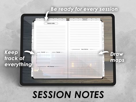 Dnd Session Notes, Dnd Notebook, Dnd Journal, Character Journal, Dragons 5e, Digital Character, Dungeons And Dragons 5e, Dungeons And Dragons Characters, Digital Notebooks