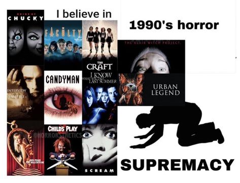 90s Horror Movies, Romcom Movies, Disaster Movie, Scary Films, Blair Witch Project, Girly Movies, Halloween Horror Movies, Horror Video Games, Grunge Music