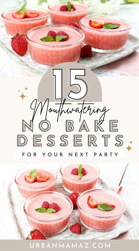 Looking for mouthwatering no-bake desserts for your next party? Check out this list of 15 easy no bake desserts for your next party. Non Bake Dessert Recipes, Small Easy Desserts, Easy Make Ahead Desserts, Desserts No Bake, Easy Party Desserts, Make Ahead Desserts, Meal Times, Easy No Bake, Easy No Bake Desserts