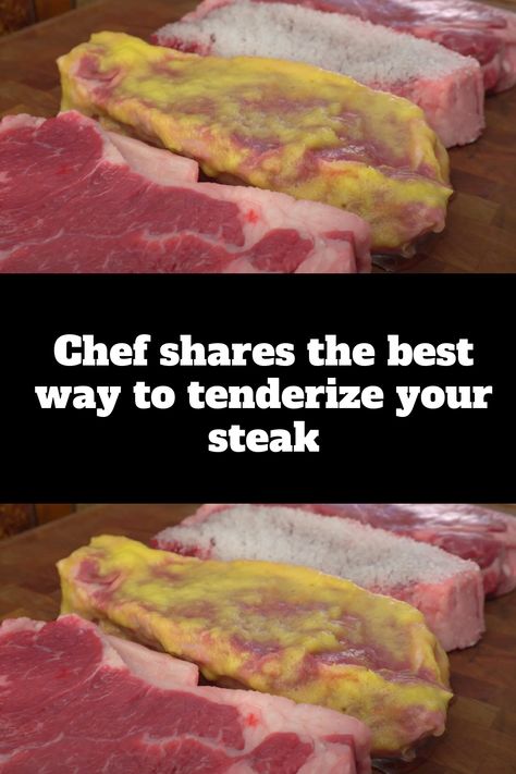 Chef shares the best way to tenderize your steak Temperature For Steak, Tenderizer For Steak, How To Tenderize Steak With Baking Soda, How To Make A Tender Steak, Best Way To Tenderize Steak, Tenderized Steak Recipes, Tender Steak Recipe, How To Tenderize Steak, Tenderizing Steak