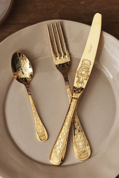 Restaurant Cutlery, Gold Fork, Luxury Cutlery, Gold Cutlery Set, Cars Accessories, Gold Cutlery, Gold Flatware, Luxury Tableware, Eating Utensils