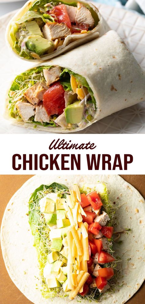 Grilled Chicken Tortilla Wrap, Grilled Chicken Wraps Healthy, Lunch Wraps Make Ahead, Healthy Wraps For Dinner, Grilled Chicken Wrap Recipes, Easy Healthy Wraps, Chicken Breast Wraps, Shredded Chicken Wraps, Rotisserie Chicken Wraps