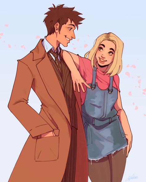 Rose And The Doctor, Doctor Who 10, Doctor Who Fan Art, David Tennant Doctor Who, Doctor Who Art, 10th Doctor, Rose Tyler, 11th Doctor, Tenth Doctor