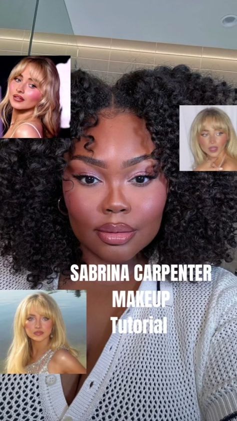 Replying to @Nneka 🌷 Sabrina Carpenter Makeup Recreation tutorial 💕✨... | sabrina carpenter makeup | TikTok Sabrina Carpenter Makeup Brown Skin, Sabrina Carpenter Makeup Tutorial, Sabrina Carpenter No Makeup, Makeup For Darker Skin, Sabrina Carpenter Makeup, Makeup Brown, Makeup Tiktok, Original Makeup, Face Makeup Tutorial