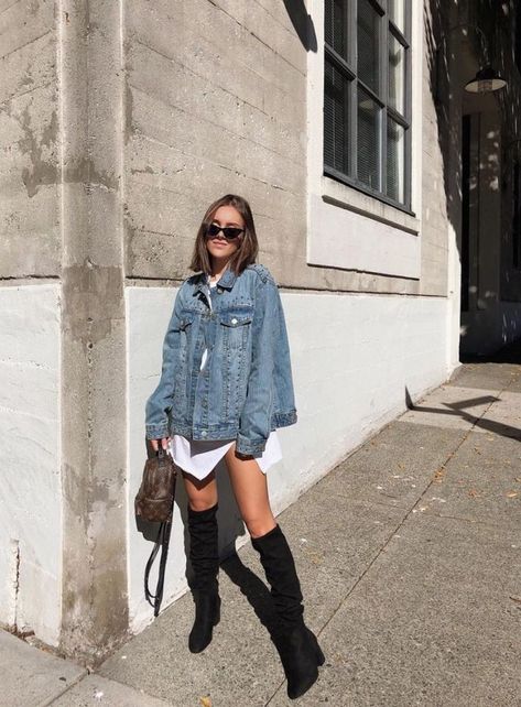 Street Style Transitional Fashion, Skandinavian Fashion, Looks Chic, Looks Style, Thigh High Boots, Fall Winter Outfits, Thigh High, Outfits Casuales, Look Cool