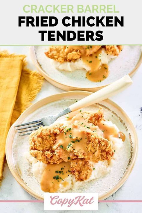 Experience true Southern comfort with Cracker Barrel Fried Chicken Tenders! Hand-breaded with love, each chicken tenderloin is coated in rich buttermilk batter, then fried to crispy perfection. Crunchy on the outside and juicy within, every bite transports you to a homestyle haven. Dip into dill pickle ranch or your favorite sauce for an extra layer of deliciousness. Get the easy copycat recipe and find out how to make the best fried chicken tenders like Cracker Barrel. Cracker Barrel Fried Chicken, Best Fried Chicken Tenders, Dill Pickle Ranch, Pickle Ranch, Copycat Cracker Barrel, Cracker Barrel Recipes, The Best Fried Chicken, Breaded Chicken Tenders, Best Fried Chicken