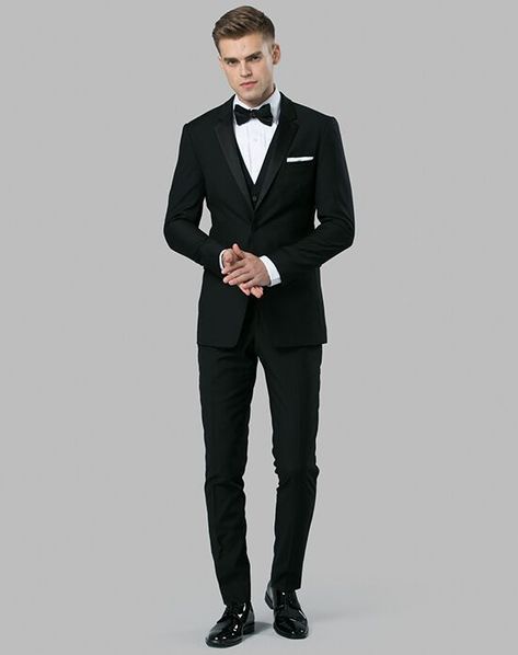 Black Tuxedo Wedding, Men's Tuxedo Wedding, Wedding Suits Men Black, Groom Suit Black, Summer Wedding Suits, Prom Suits For Men, Wedding Tux, Black Suit Men, Black Suit Wedding