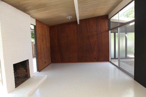 Mid Century Wood Paneling, Mid Century Modern Flooring, Vct Flooring, Interior Design Portfolios, Eichler Homes, Modern Flooring, Mid Century Modern Wood, Terrazzo Tile, Mid Century Modern Interiors