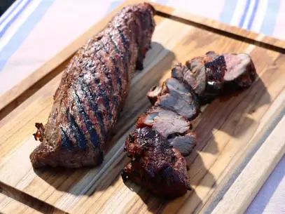 Grilled Pork Tenderloin Recipe | Michael Symon | Food Network Michael Symon Grilled Pork Tenderloin, Meat Grilling Ideas, Michael Symon Recipes, Grilled Pork Tenderloin Recipes, Mustard Pork Tenderloin, Pork Entrees, Pork Tenderloin Recipe, Michael Symon, Grilled Pork Tenderloin