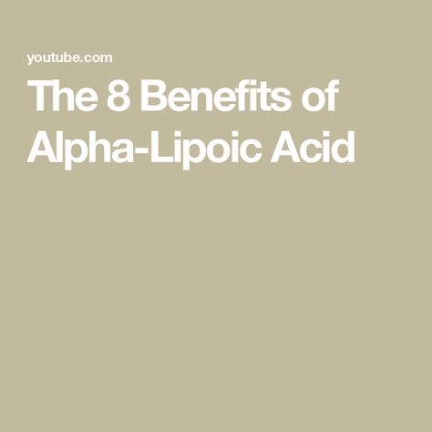 The 8 Benefits of Alpha-Lipoic Acid Alpha Lipoic Acid Benefits, Alpha Lipoic Acid, Food Channel, Intermittent Fasting, Free Resources, The 8, Nutrition, Benefits, The Creator