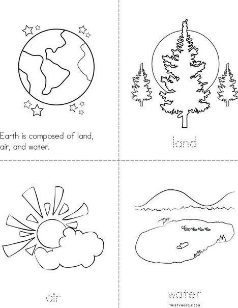 Land, Air, and Water Mini Book from TwistyNoodle.com Landforms Worksheet, Science Experience, Basic Sight Words, Worksheet For Kindergarten, Montessori Geography, Study Hall, Place Value Worksheets, Preschool Centers, English Room