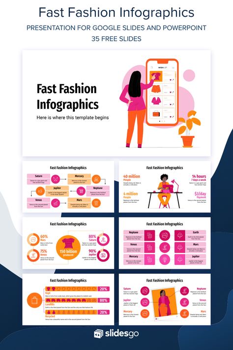 Powerpoint Infographic Design, Infographic Fast Fashion, Fast Fashion Infographic, Good Powerpoint Presentation, Women Infographic Design, Infographic Presentation Power Points, Fashion Powerpoint, Infographic Powerpoint Template Free, Powerpoint Ideas