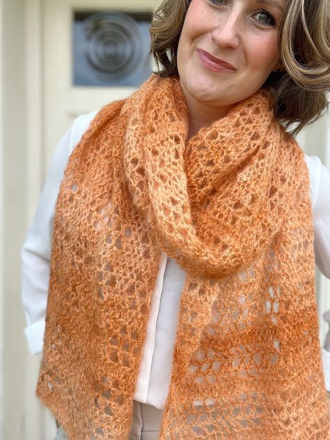 Elegant Scarf Crochet Pattern - Orange Blossom Mohair Scarf Crochet Pattern, Crochet Mohair Scarf Pattern Free, Mohair Crochet Scarf, Crochet Mohair Scarf, Lightweight Crochet Scarf, Scarf Video, Blossom Scarf, Crochet Lace Scarf, Crochet Scarf Pattern