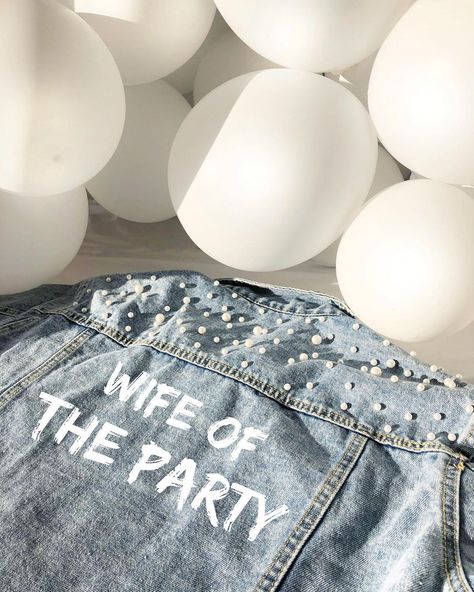 Wife Of The Party, Wedding Jackets, Font Shop, Bridal Jacket, Custom Denim, Bespoke Wedding, My Favourite, Bespoke, Graffiti