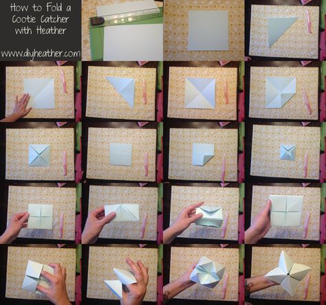 how to fold a cootie catcher http://heathersays.hubpages.com/hub/Cootie-Catcher-Conversation-Starters Cutie Catcher, Aesthetic Origami, Diy Gift For Bff, Cootie Catcher, Diy Barbie House, Paper Games, Family Diy, Diy Crafts Paper Flowers, How To Fold