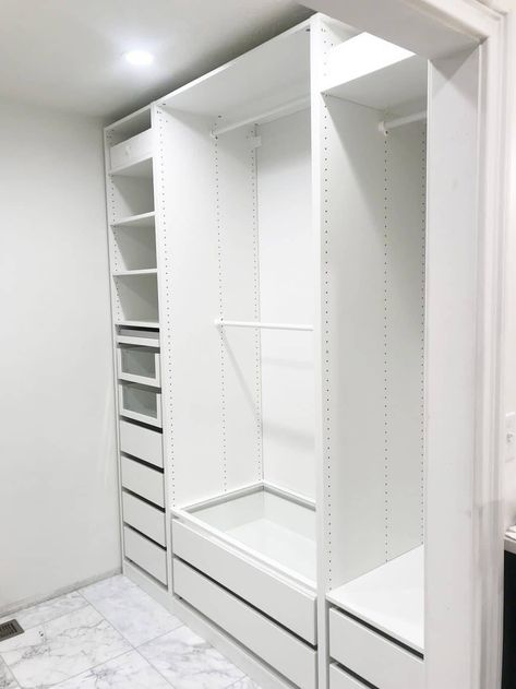 The IKEA Closet Guide: Hacks, Shopping, Installing, and More Ikea Storage Solutions, Walk In Closet Ikea, Ikea Shoe Storage, Ikea Bedroom Storage, Ikea Algot, Ikea Shoe, How To Organize Your Closet, Ikea Closet, Ikea Pax Wardrobe