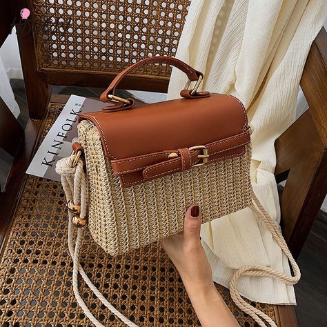 Smarter Shopping, Better Living! Aliexpress.com Sacs Tote Bags, Pu Leather Bag, Rattan Bag, Straw Bags, Summer Vintage, Straw Tote, Shoulder Messenger Bag, Types Of Bag, Woven Bag