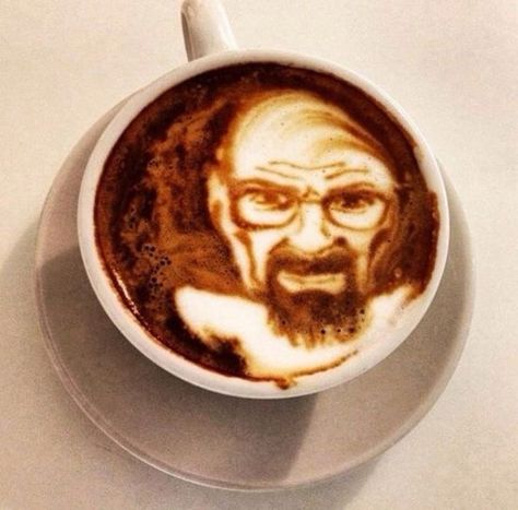 Coffee With Walt from breaking bad  design on top art Bad Coffee, Coffee Cup Art, Foam Art, Single Origin Coffee, Cafe Latte, Cup Art, Espresso Machines, Buy Coffee, Coffee Latte